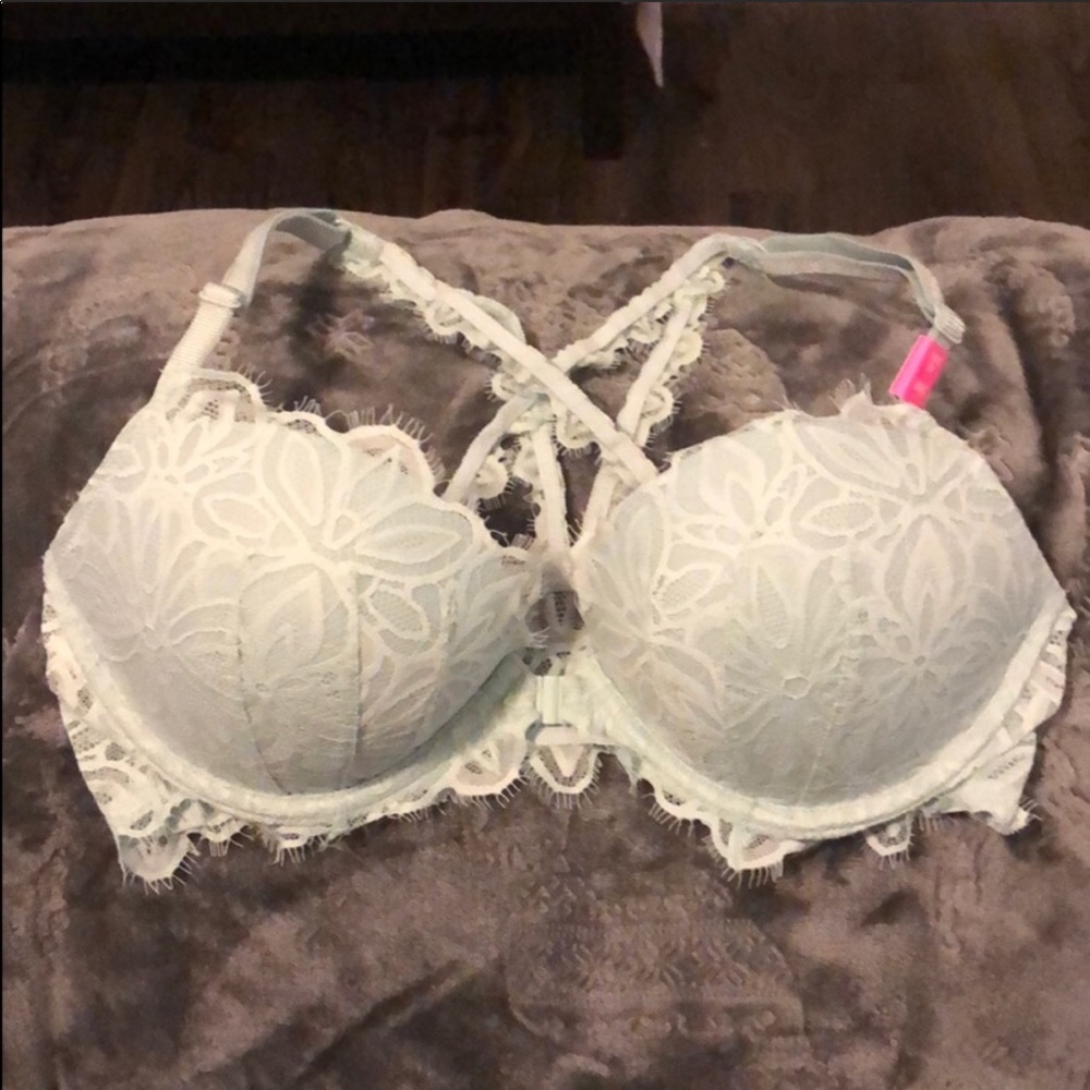 NWT 36C PINK Blue Frilly Razorback Bra